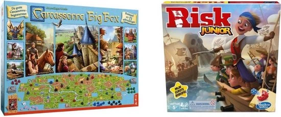 Hasbro Spellenbundel - 2 Stuks - Carcassonne Big Box 3 & Risk Junior 3 Hasbro Spellenbundel - 2 Stuks - Carcassonne Big Box 3 & Risk Junior