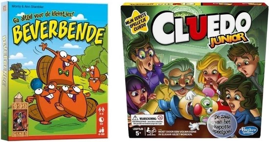 Merkloos Spellenbundel - 2 Stuks - Beverbende & Cluedo Junior 3 Merkloos Spellenbundel - 2 Stuks - Beverbende & Cluedo Junior