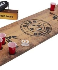 Original Party Beer Pong Tafel Mat Compleet Met 50 Bekers, 4 Bier-pong Ballen En 2 Houders - Beer Pong Tafel - Beerpong Set - Table - Opklapbaar - Bierponglenhouders -