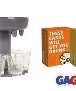 Gagato Set Kaarten - These Cards Will Get You Drunk & These Cards Will Get You Drunk Too - Inclusief Shot Dispenser Grijs - Drankspel - Kaartspel