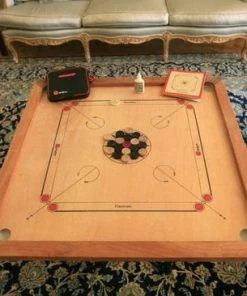 MeesterSpel Carrom Set - 7 Kg, Topspel Uit Azie, - Uit ECO Hout, Met Transsporttas Voor De Stukken - India - Compleet 74x74cm Bord -Exporteren spellen-voor winkel 550x366 67