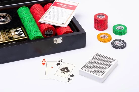 Luxe Pokerset 300 Chips (14 Gram) Plastic Pokerkaarten Houten Koffer Copag - Cartamundi 6 Luxe Pokerset 300 Chips (14 Gram) Plastic Pokerkaarten Houten Koffer Copag - Cartamundi - Afbeelding 4