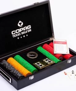 Luxe Pokerset 300 Chips (14 Gram) Plastic Pokerkaarten Houten Koffer Copag - Cartamundi