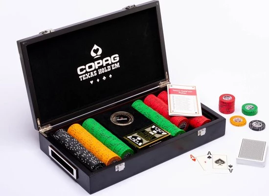 Luxe Pokerset 300 Chips (14 Gram) Plastic Pokerkaarten Houten Koffer Copag - Cartamundi 3 Luxe Pokerset 300 Chips (14 Gram) Plastic Pokerkaarten Houten Koffer Copag - Cartamundi