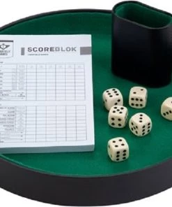 Engelhart Games Engelhart Dobbel- En Pokerpiste + Dobbelstenen + Beker + Scoreblok | Poker | Pokerspel | Dice