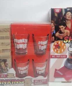 Free&easy Drankspel Set - Stapeltoren Drinking Game + Het Populaire Shot Spinner - Shotjes - Cadeau Tip !!