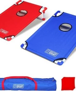 Dr.Sport Dubbele U.S.A. CORNHOLE Set Blauw-Rood In Luxe Draagtas