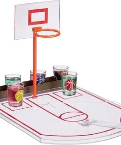 Relaxdays Basketbal Drinkspel Met 6 Glaasjes - Zuipspel - Drankspel Basket - Shotglas Game