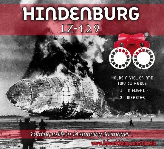 Hindenburg LZ-129 - View-master Cadeauset, 3D Viewer En 2 Schijven, 'in Flight' En 'disaster' 3 Hindenburg LZ-129 - View-master Cadeauset, 3D Viewer En 2 Schijven, 'in Flight' En 'disaster'