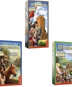 999 Games Spellenbundel - 3 Stuks - Carcassonne De Toren & Kathedralen En Herbergen & Bruggen, Burchten En Bazaars