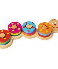 Redhart Houten Rups Speelgoed Kinderen Vormpjes Puzzel - Leren En Spelen - Hout - Educatief - 10 + Maanden - Eerste Speelgoed30x13x4 Cm