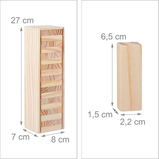 Relaxdays Wiebeltoren Hout - Stapeltoren - Houten Toren - Behendigheidsspel - Blokkenspel 7 Relaxdays Wiebeltoren Hout - Stapeltoren - Houten Toren - Behendigheidsspel - Blokkenspel - Afbeelding 5