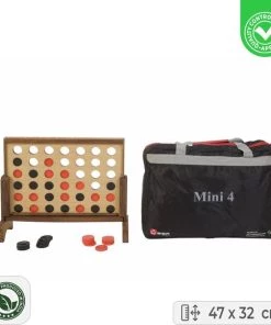 Ubergames England Luxe Vier Op Een Rij - Hardhouten Model - Tafelmodel Uit India-hout 47x32 Cm - Inclusief Plastic Speelschijven - Top Kwaliteit Klasse En Geweldig