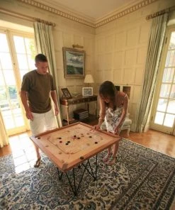 MeesterSpel Carrom Set - 7 Kg, Topspel Uit Azie, - Uit ECO Hout, Met Transsporttas Voor De Stukken - India - Compleet 74x74cm Bord -Exporteren spellen-voor winkel 550x697 1